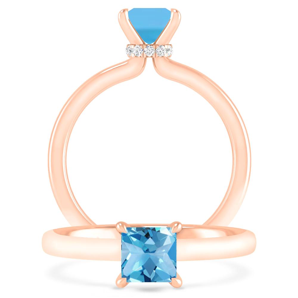 Rose Gold - Blue Topaz