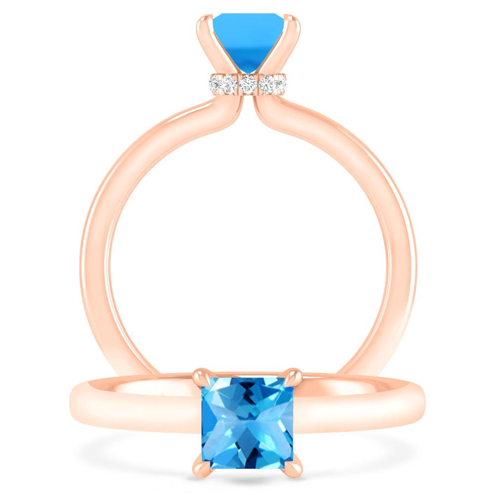 Rose Gold - Blue Topaz