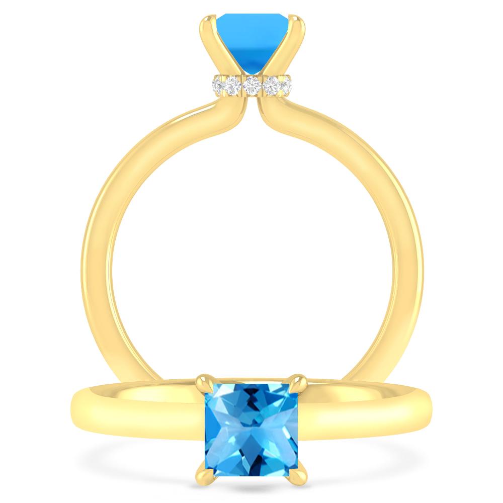 Yellow Gold - Blue Topaz