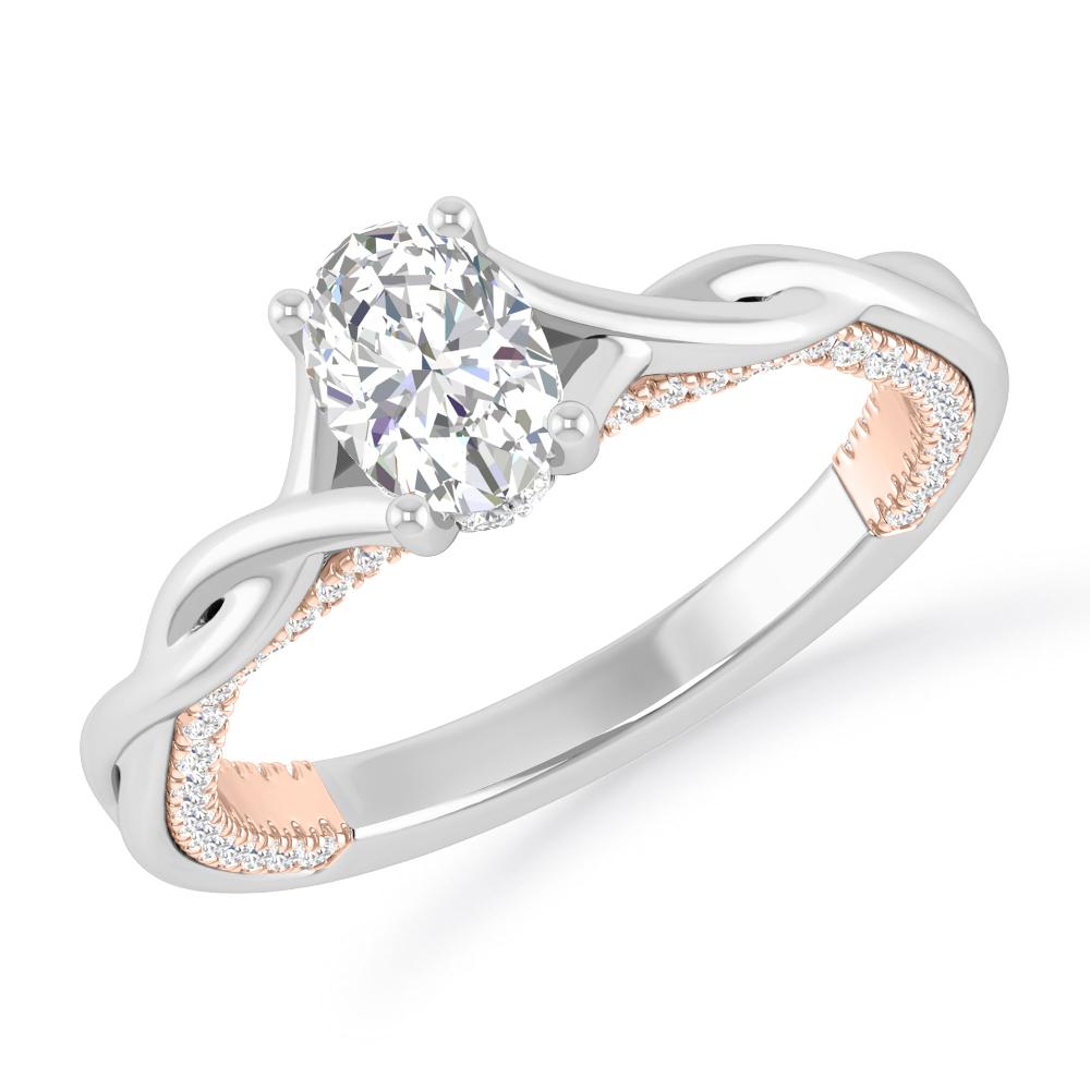 White Gold/Rose Gold - Oval