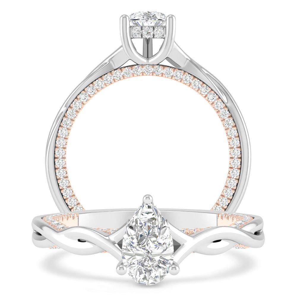 White Gold/Rose Gold - Pear