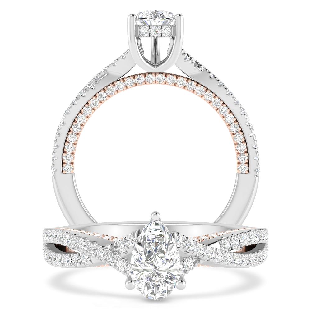 White Gold/Rose Gold - Pear