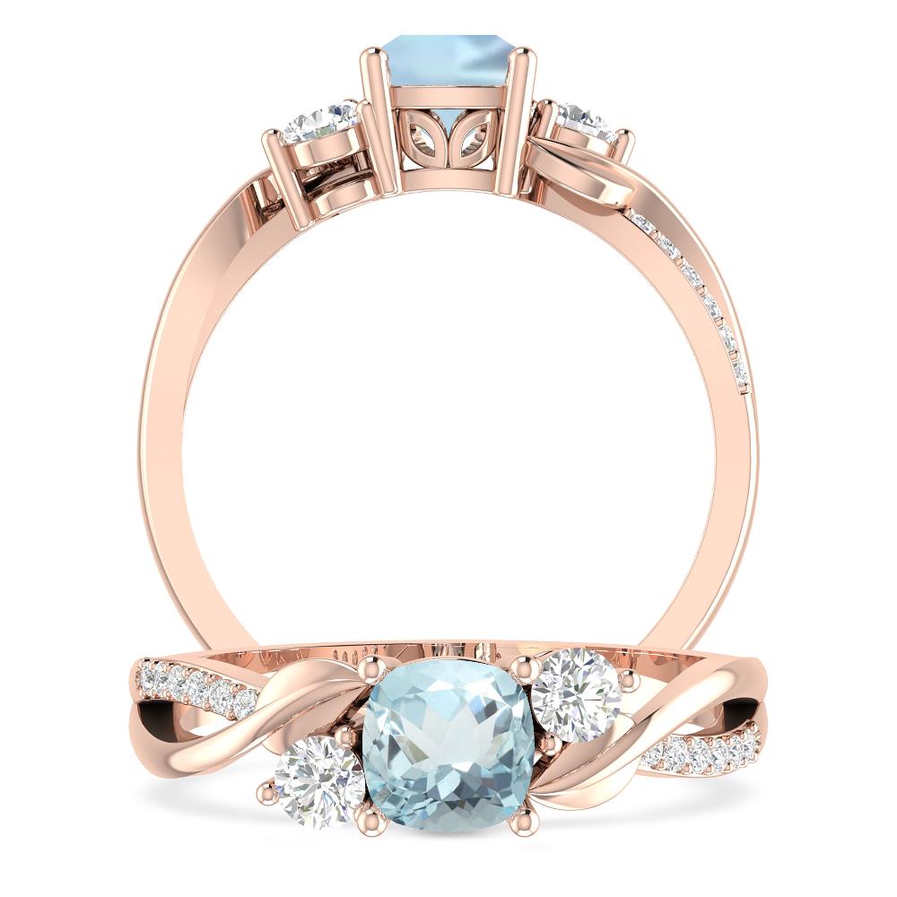 Rose Gold - Aquamarine