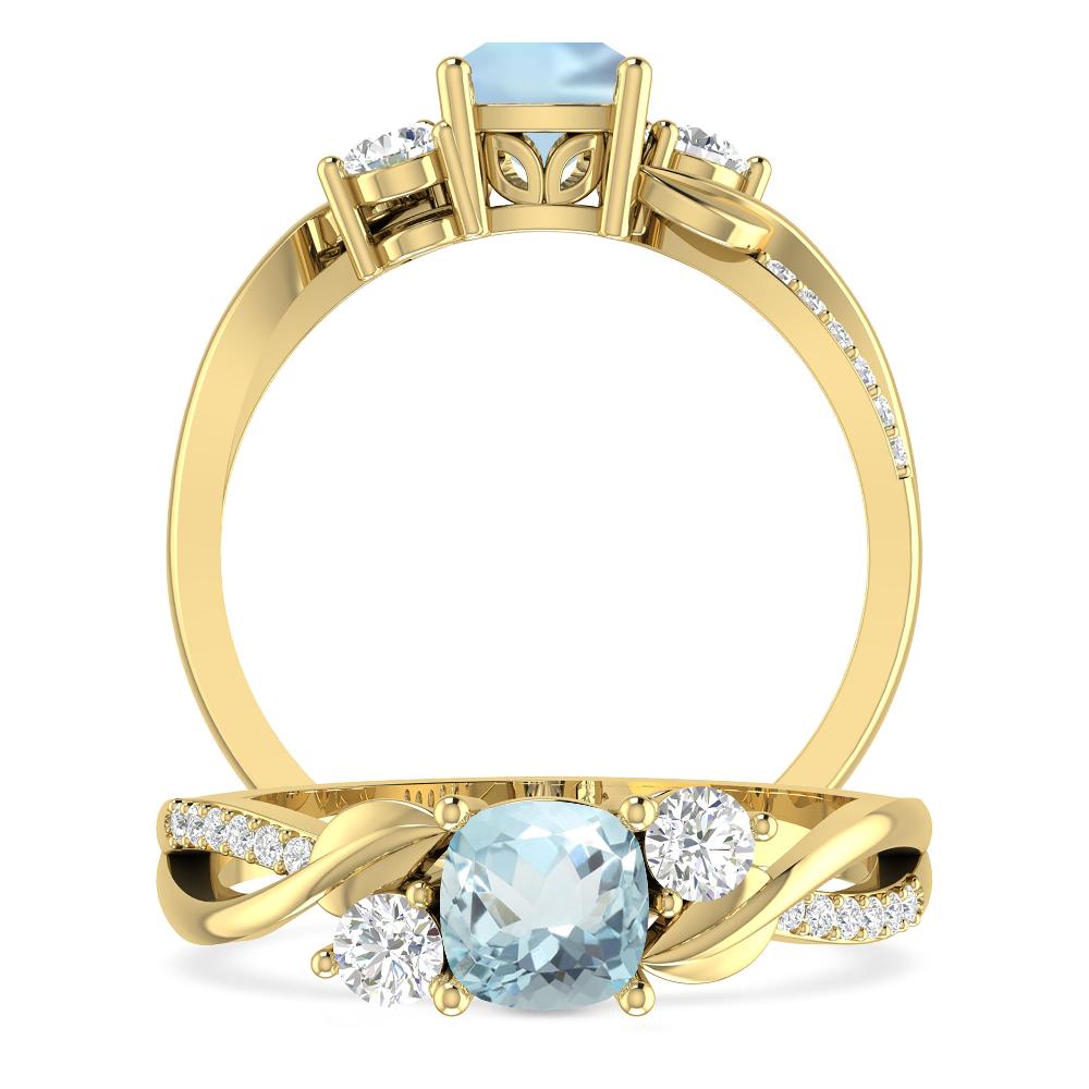 Yellow Gold - Aquamarine