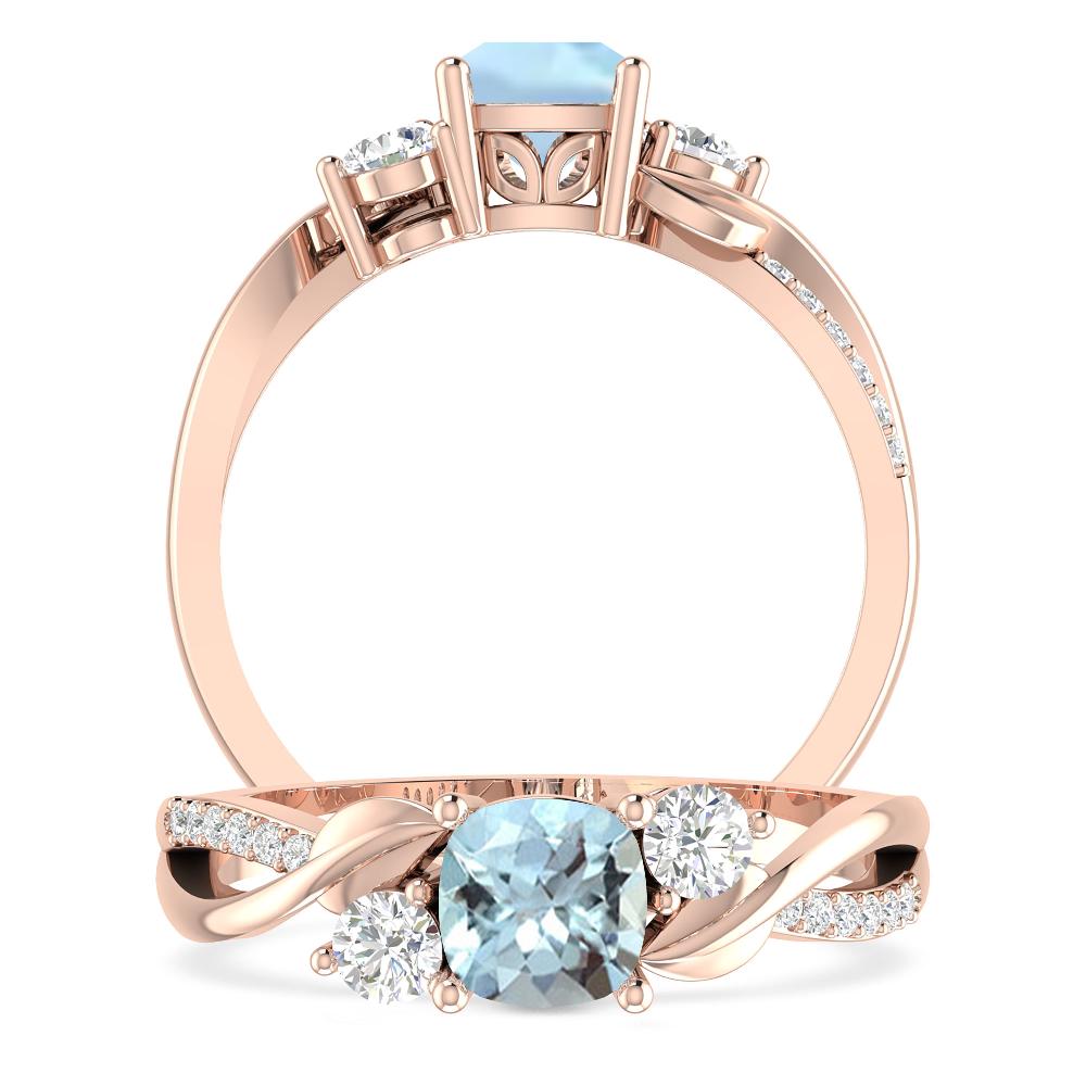Rose Gold - Aquamarine