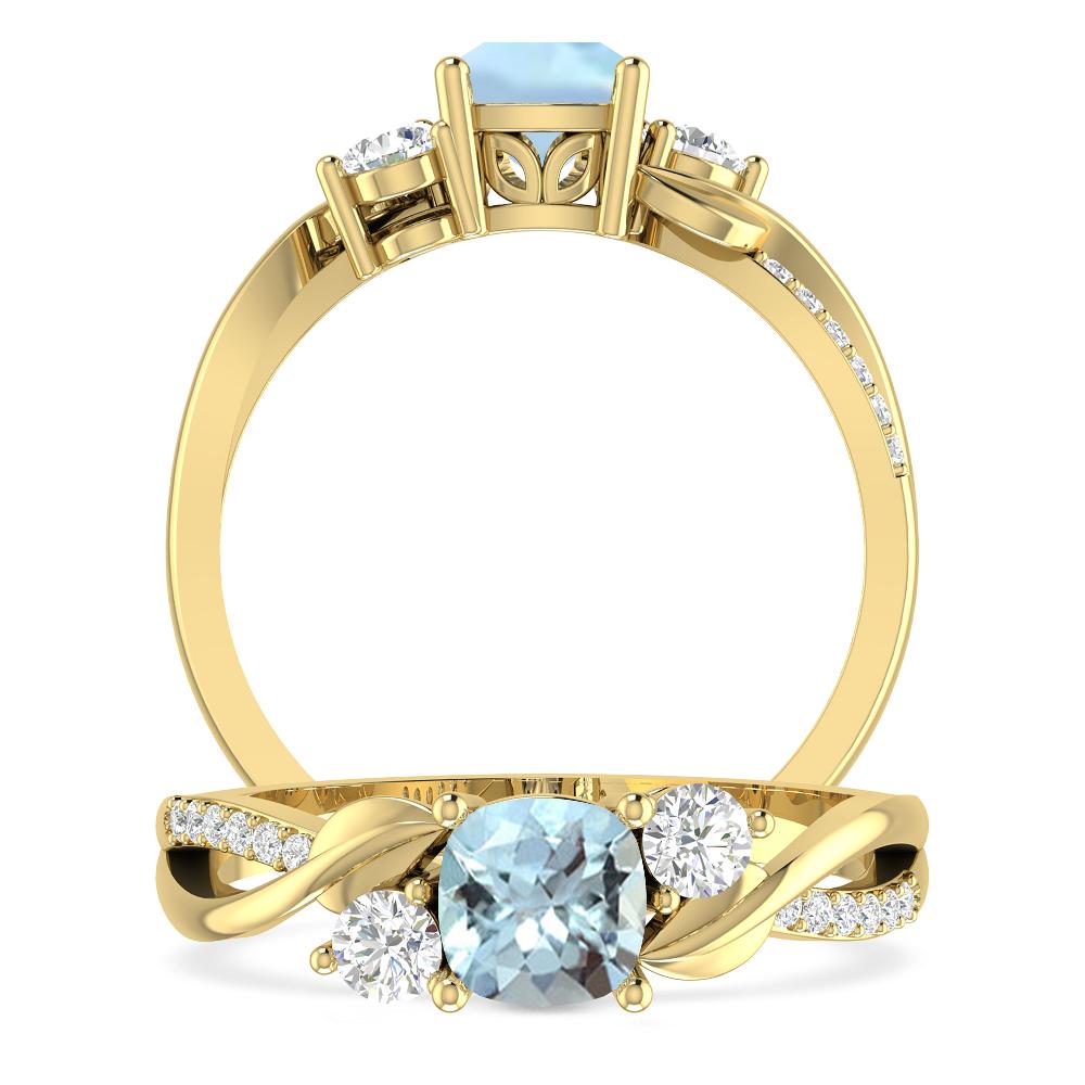 Yellow Gold - Aquamarine