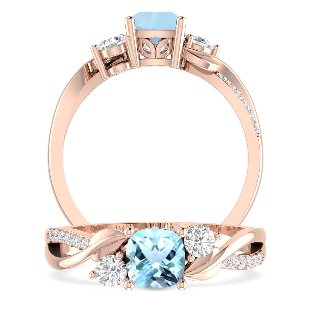 Rose Gold - Aquamarine