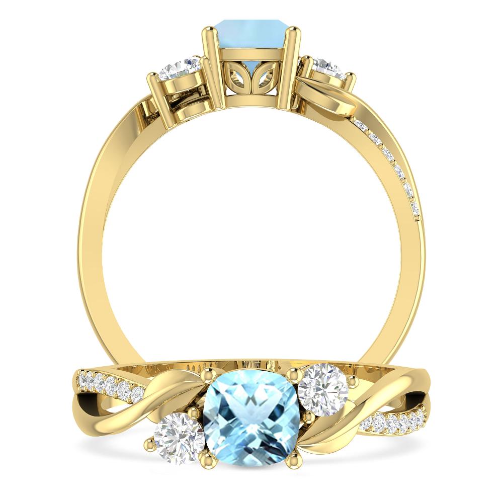 Yellow Gold - Aquamarine