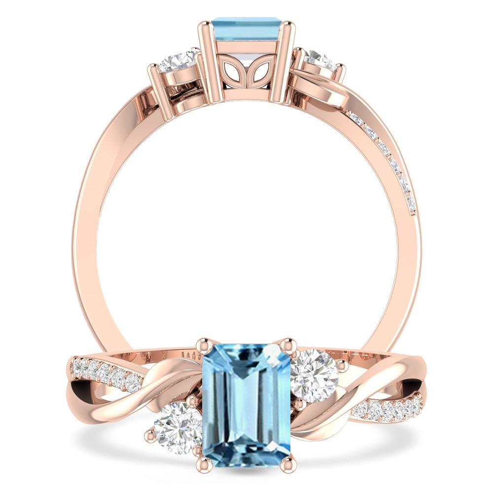 Rose Gold - Aquamarine