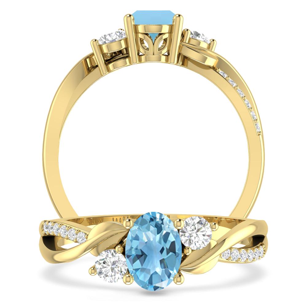 Yellow Gold - Blue Topaz