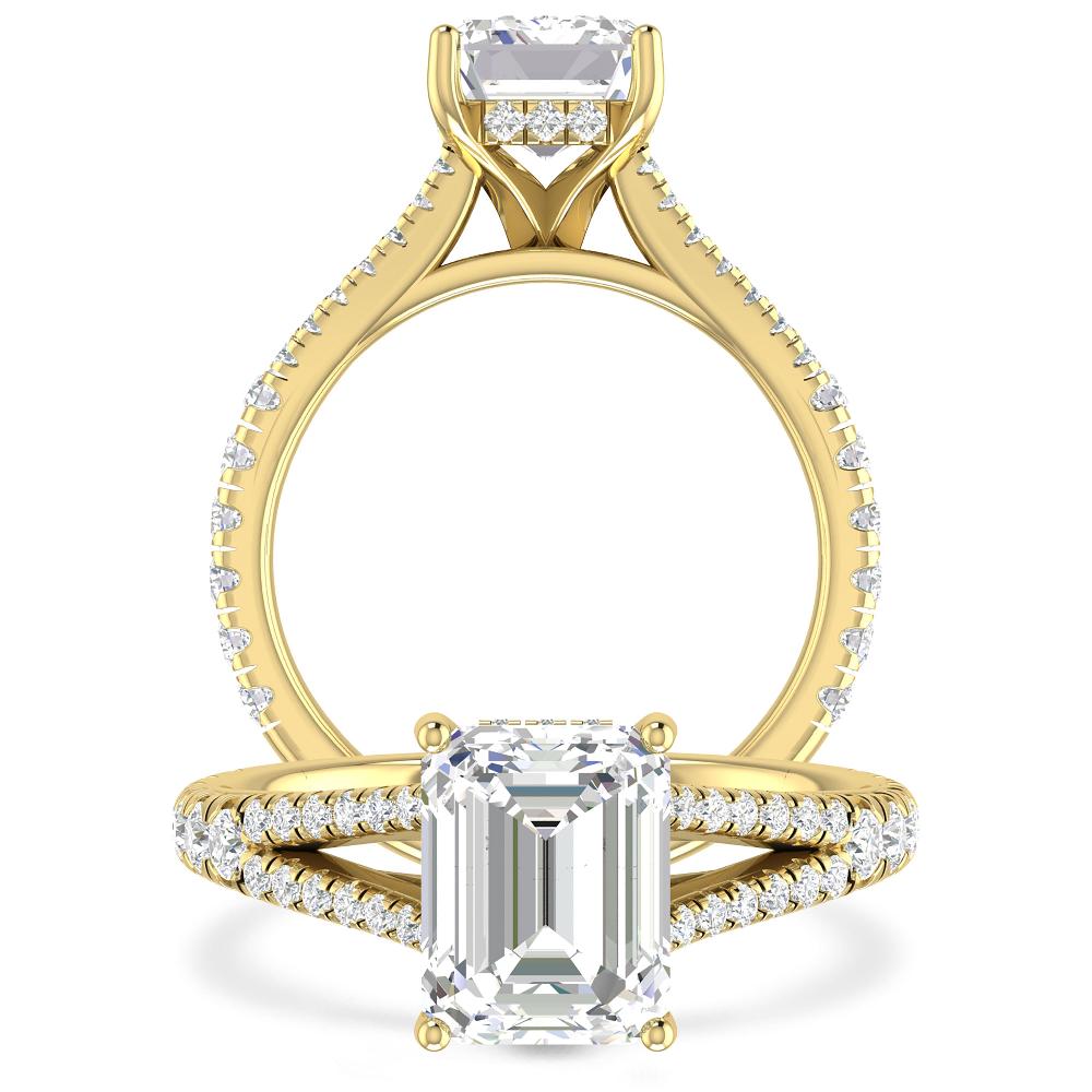 1/2 ctw Emerald Cut Lab Grown Diamond Engagement Ring With Pavé