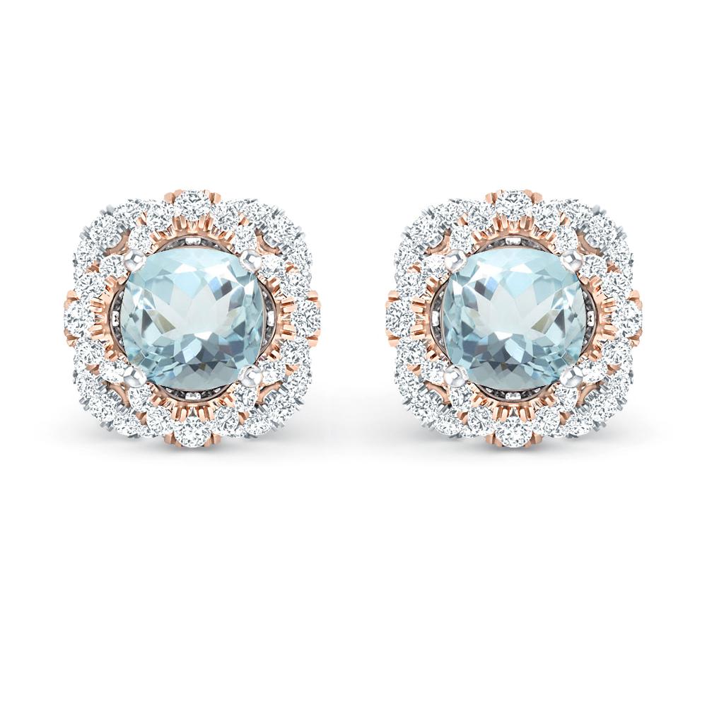 White Gold/Rose Gold - Aquamarine