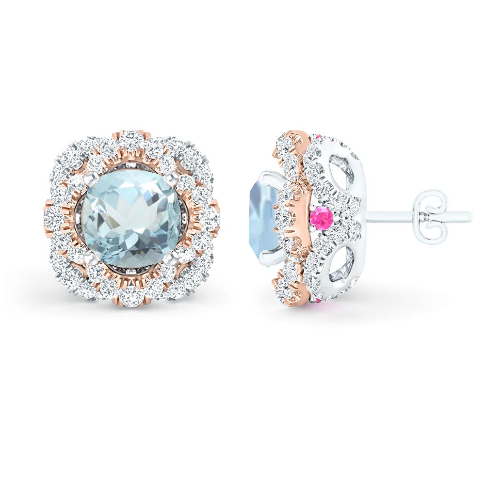 White Gold/Rose Gold - Aquamarine