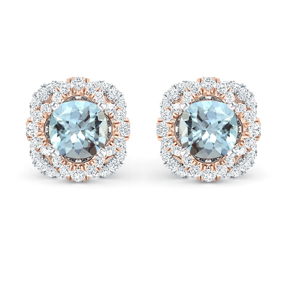 White Gold/Rose Gold - Aquamarine