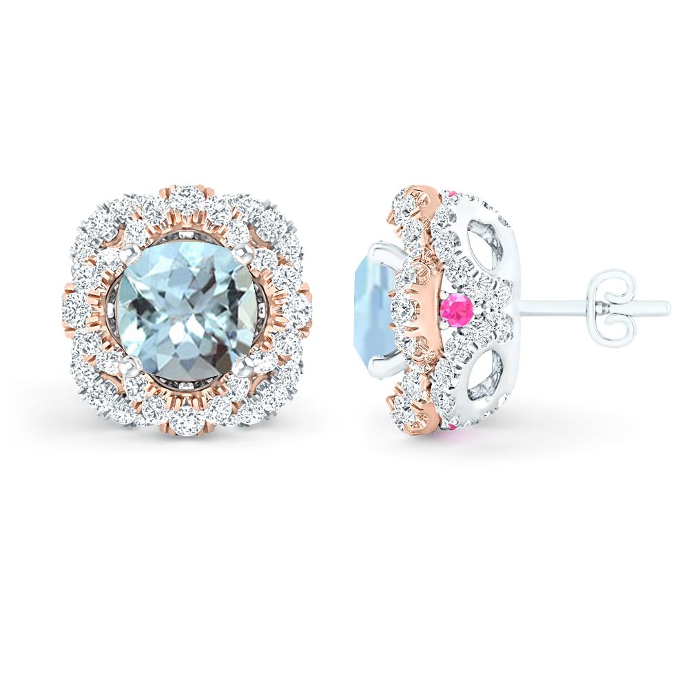 White Gold/Rose Gold - Aquamarine