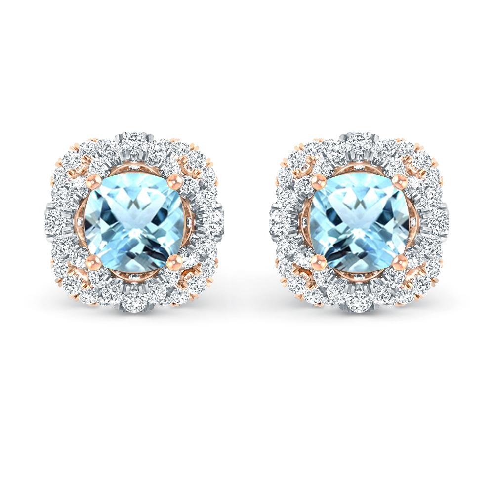 Rose Gold/White Gold - Aquamarine