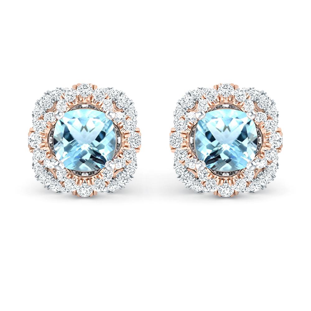 White Gold/Rose Gold - Aquamarine