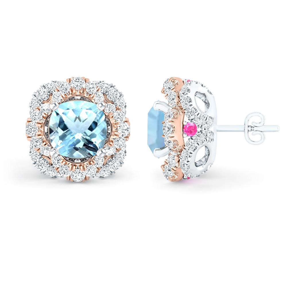 White Gold/Rose Gold - Aquamarine