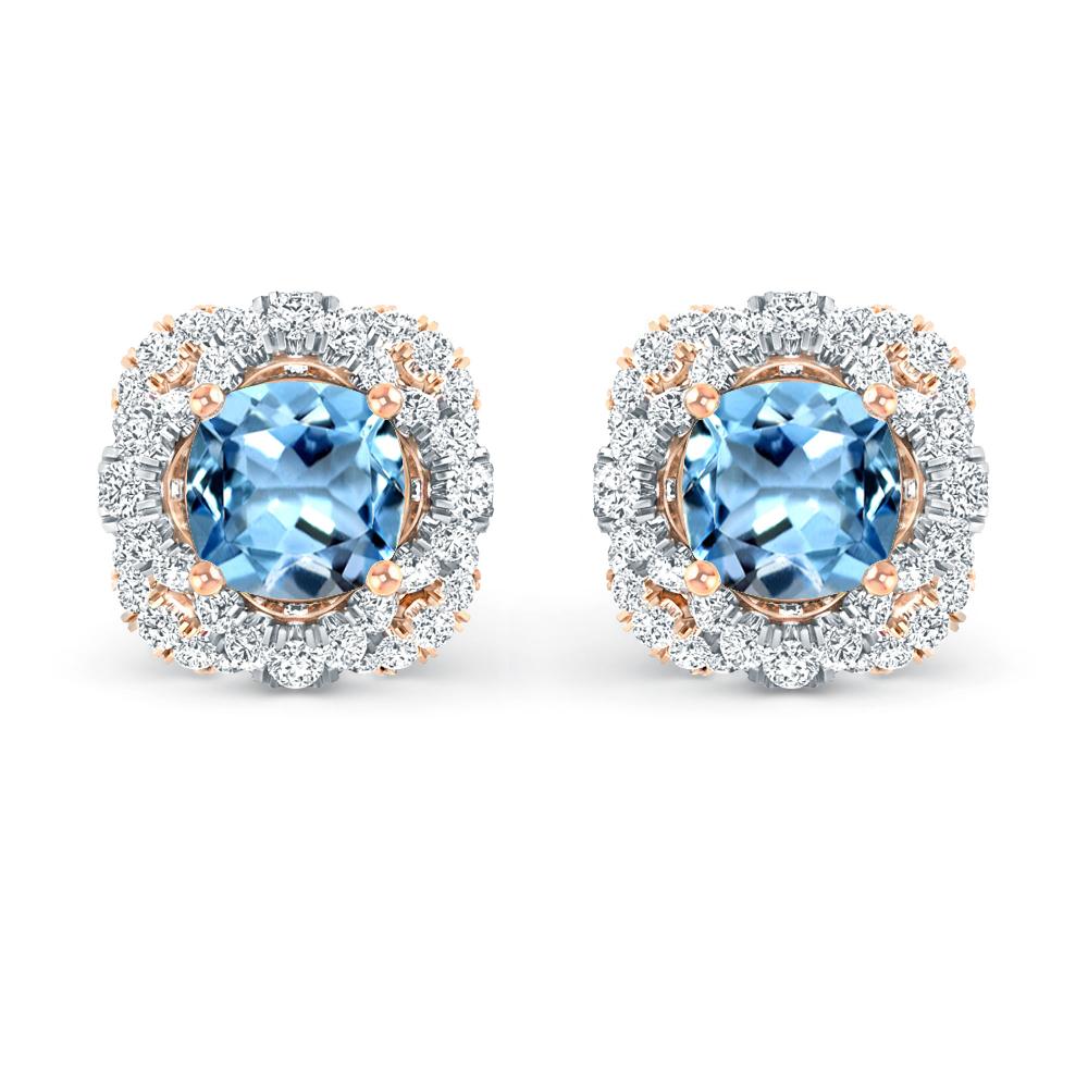 Rose Gold/White Gold - Aquamarine