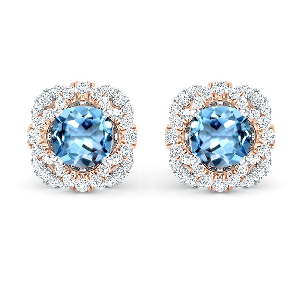 White Gold/Rose Gold - Aquamarine