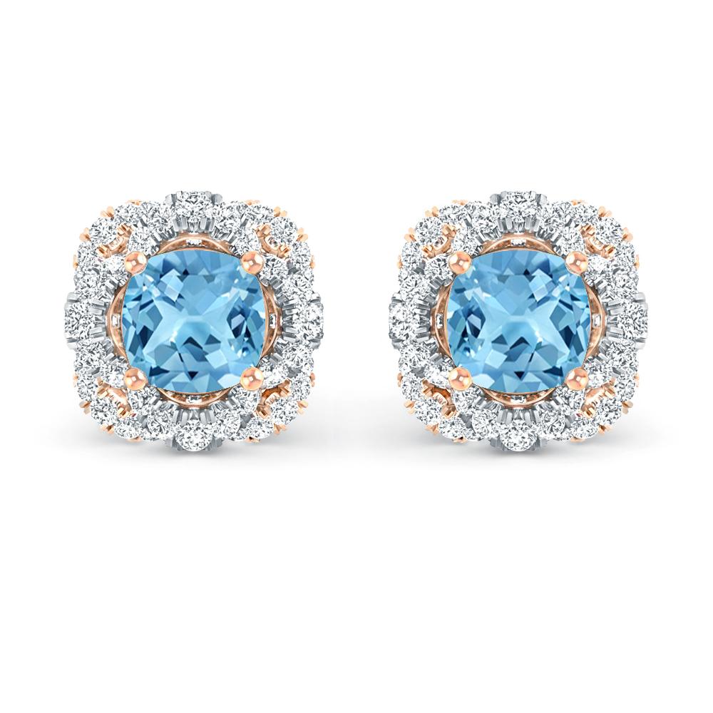 Rose Gold/White Gold - Blue Topaz