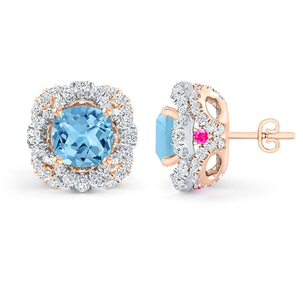 Rose Gold/White Gold - Blue Topaz