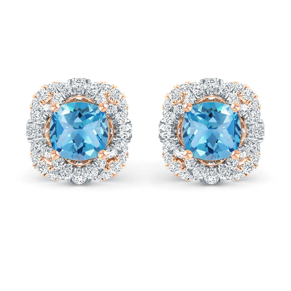 Rose Gold/White Gold - Blue Topaz