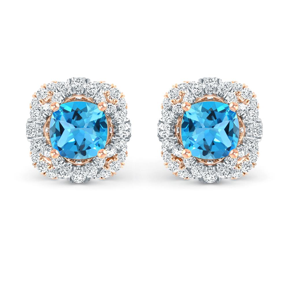 Rose Gold/White Gold - Blue Topaz