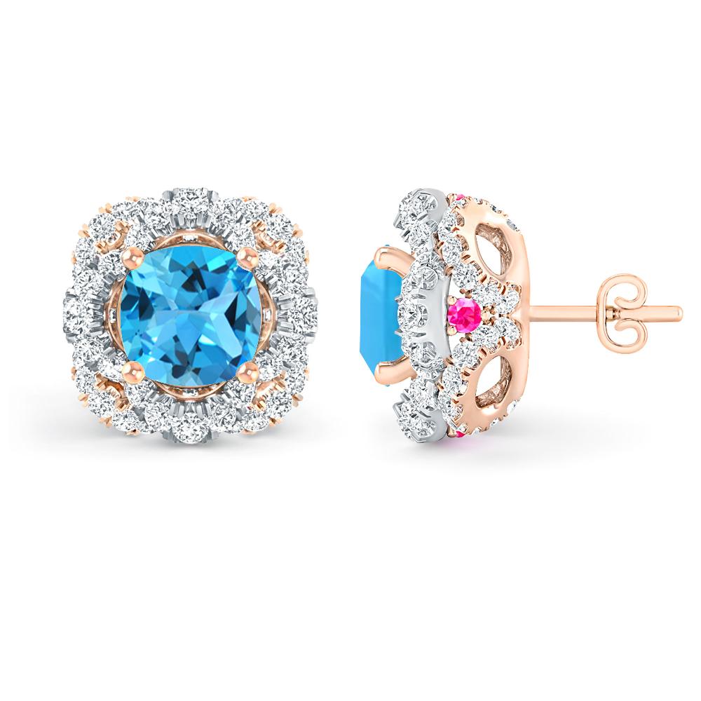 Rose Gold/White Gold - Blue Topaz