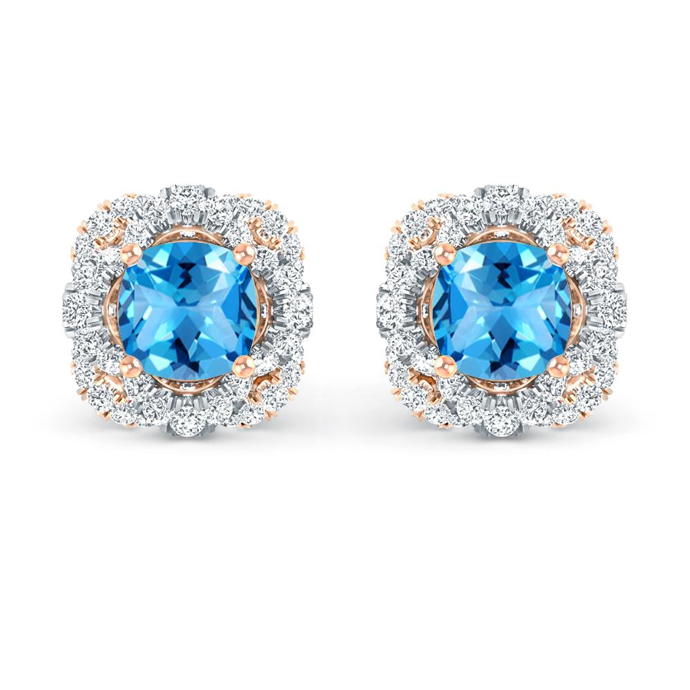 Rose Gold/White Gold - Blue Topaz