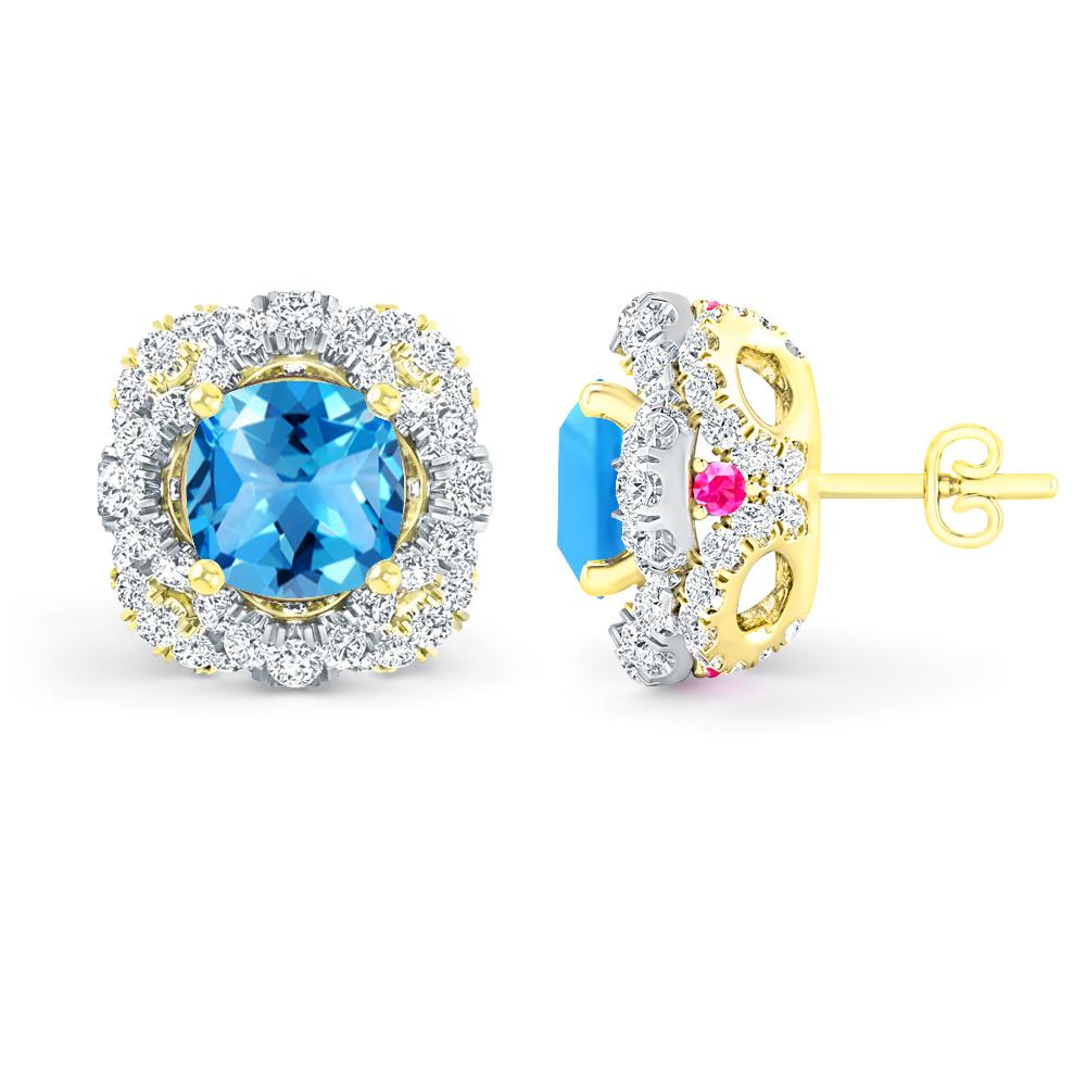 Yellow Gold - Blue Topaz