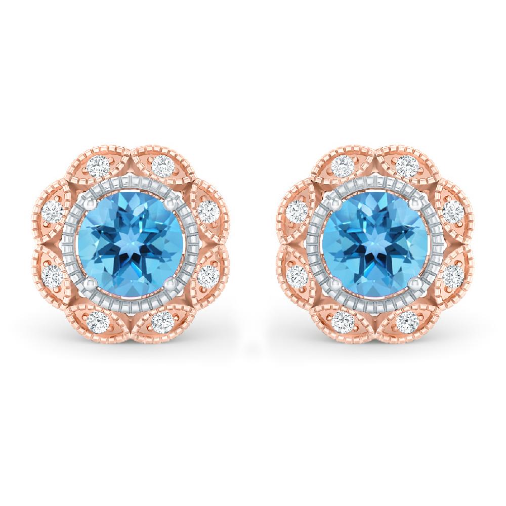 Rose Gold - Blue Topaz