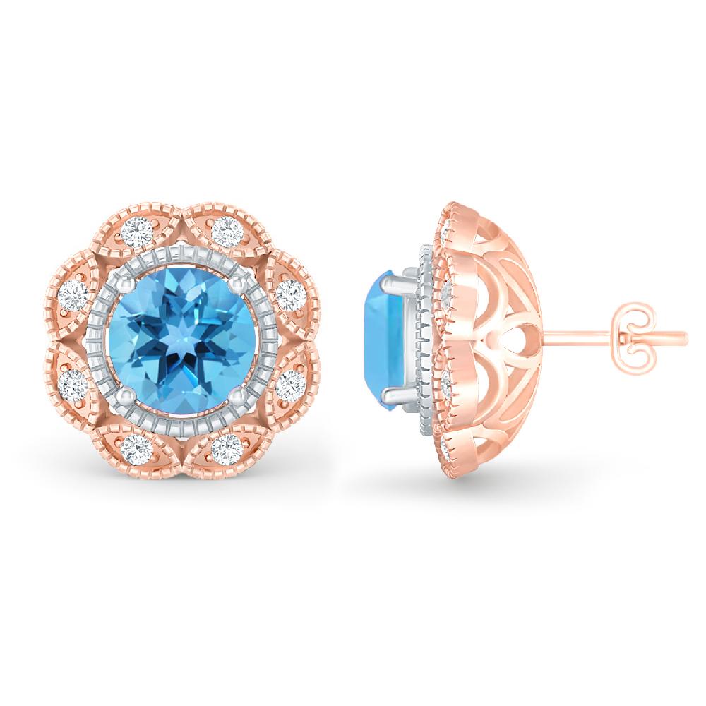 Rose Gold - Blue Topaz