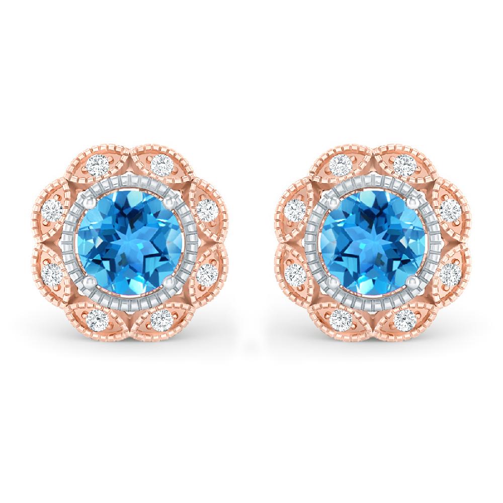 Rose Gold - Blue Topaz