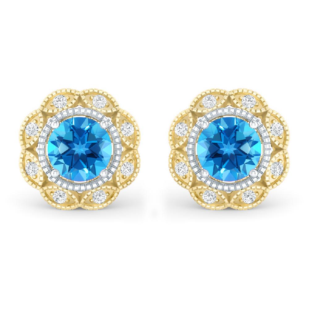 Yellow Gold - Blue Topaz