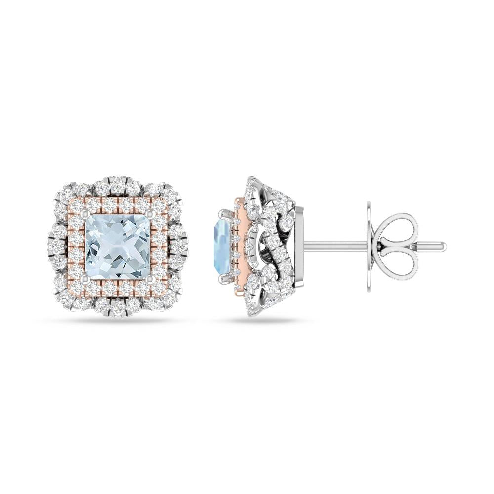 White Gold/Rose Gold - Aquamarine
