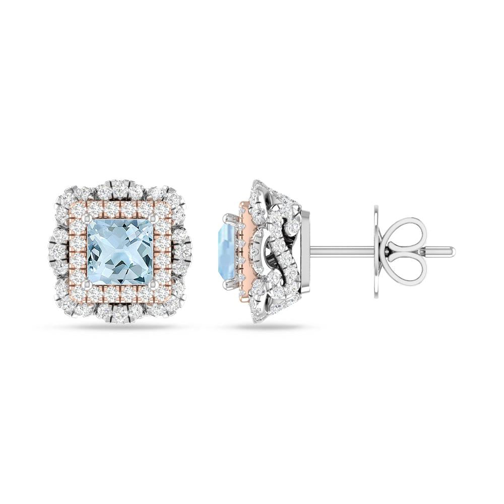 White Gold/Rose Gold - Aquamarine