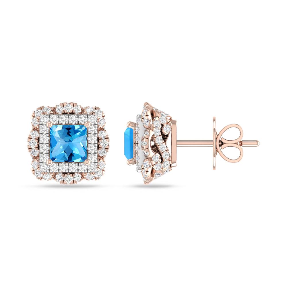 Rose Gold/White Gold - Blue Topaz