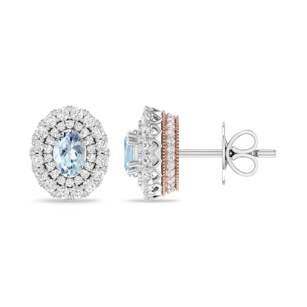 White Gold/Rose Gold - Aquamarine