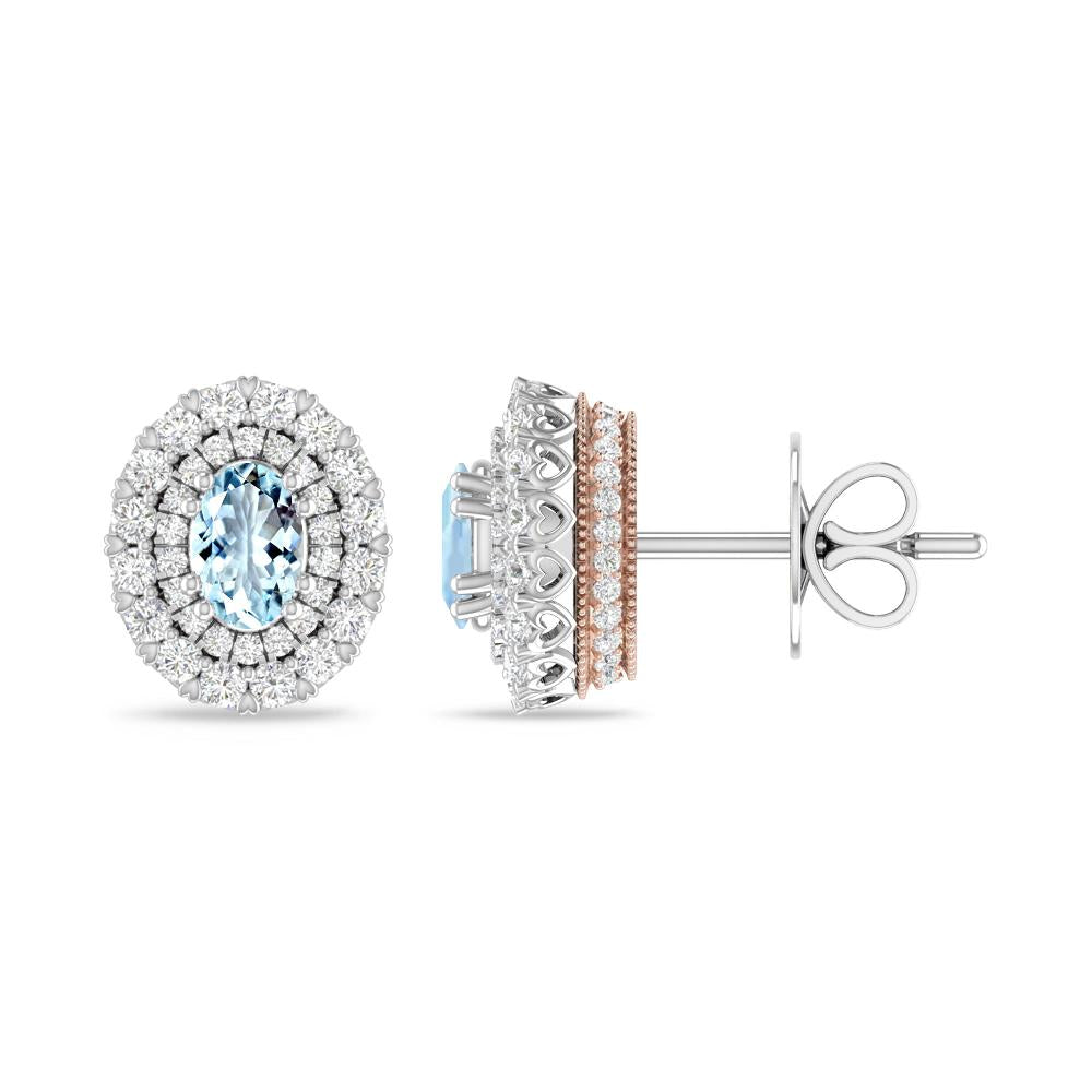 White Gold/Rose Gold - Aquamarine