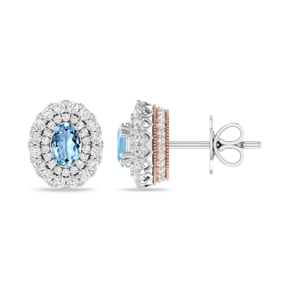 White Gold/Rose Gold - Aquamarine