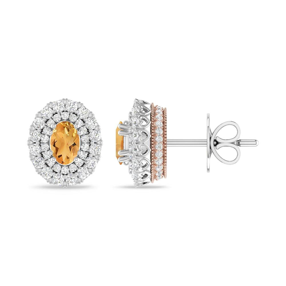 White Gold/Rose Gold - Citrine