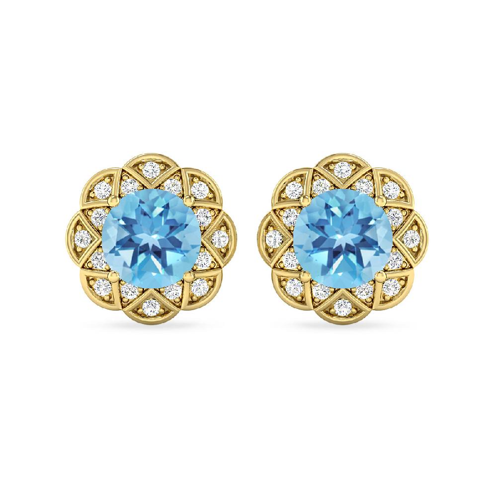 Yellow Gold - Blue Topaz