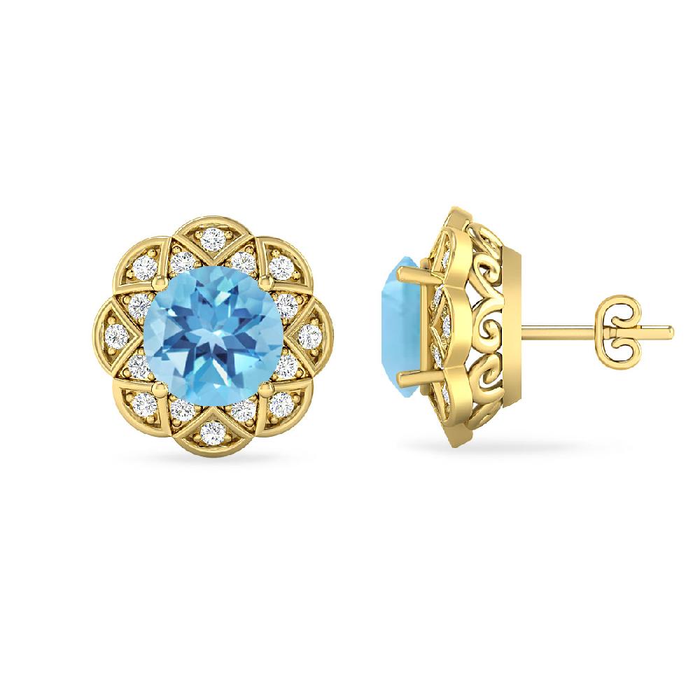 Yellow Gold - Blue Topaz