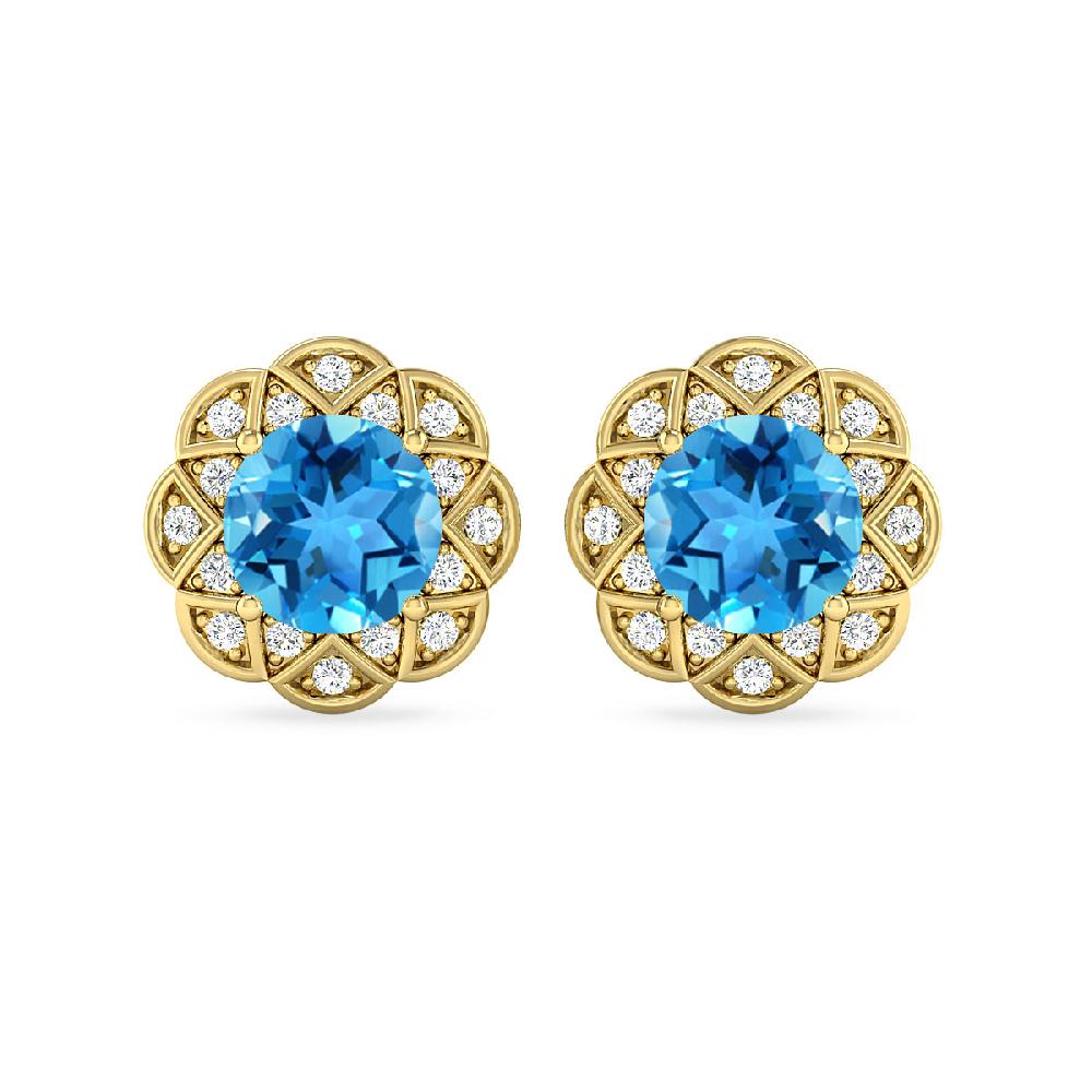 Yellow Gold - Blue Topaz