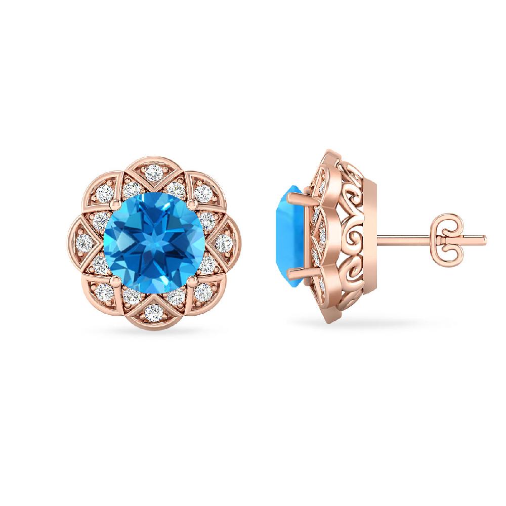 Rose Gold - Blue Topaz