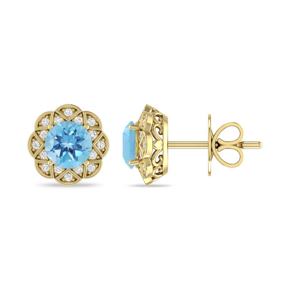Yellow Gold - Blue Topaz