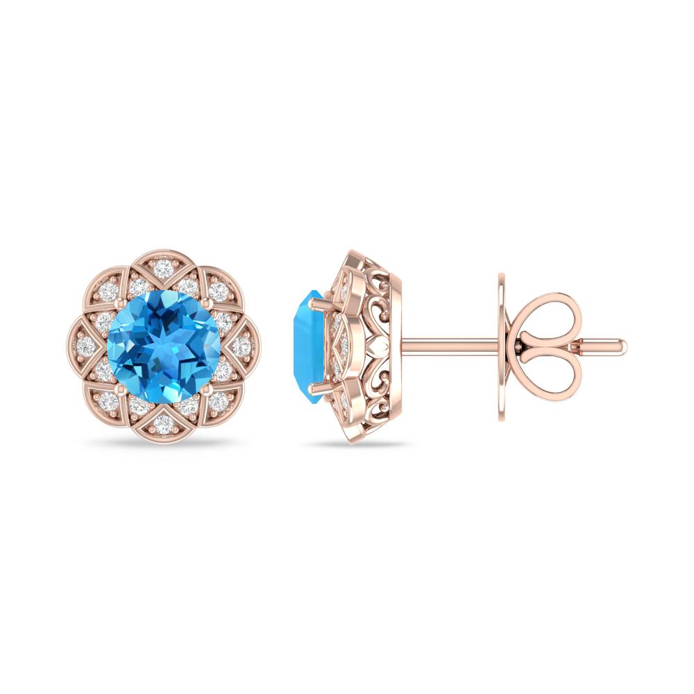 Rose Gold - Blue Topaz