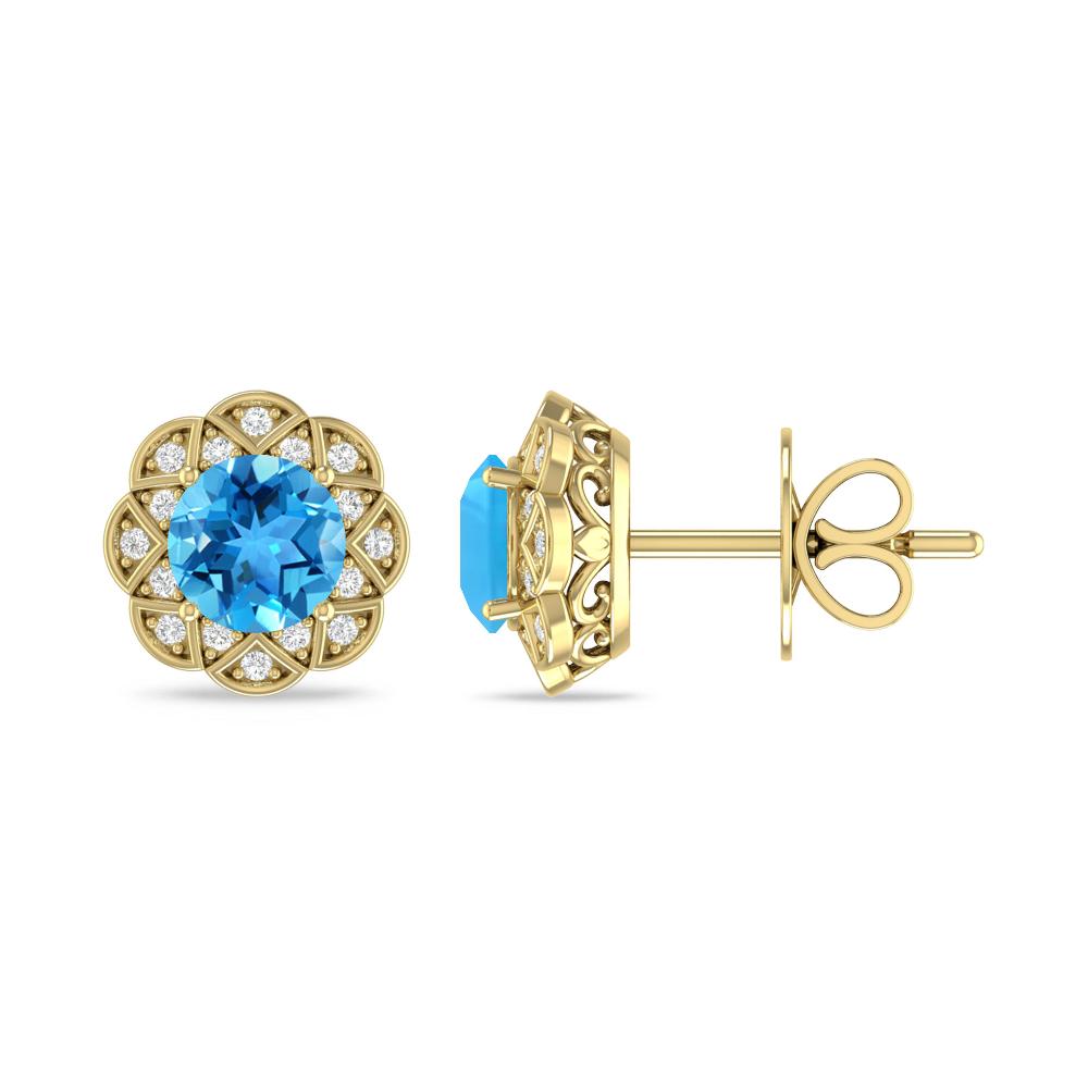 Yellow Gold - Blue Topaz