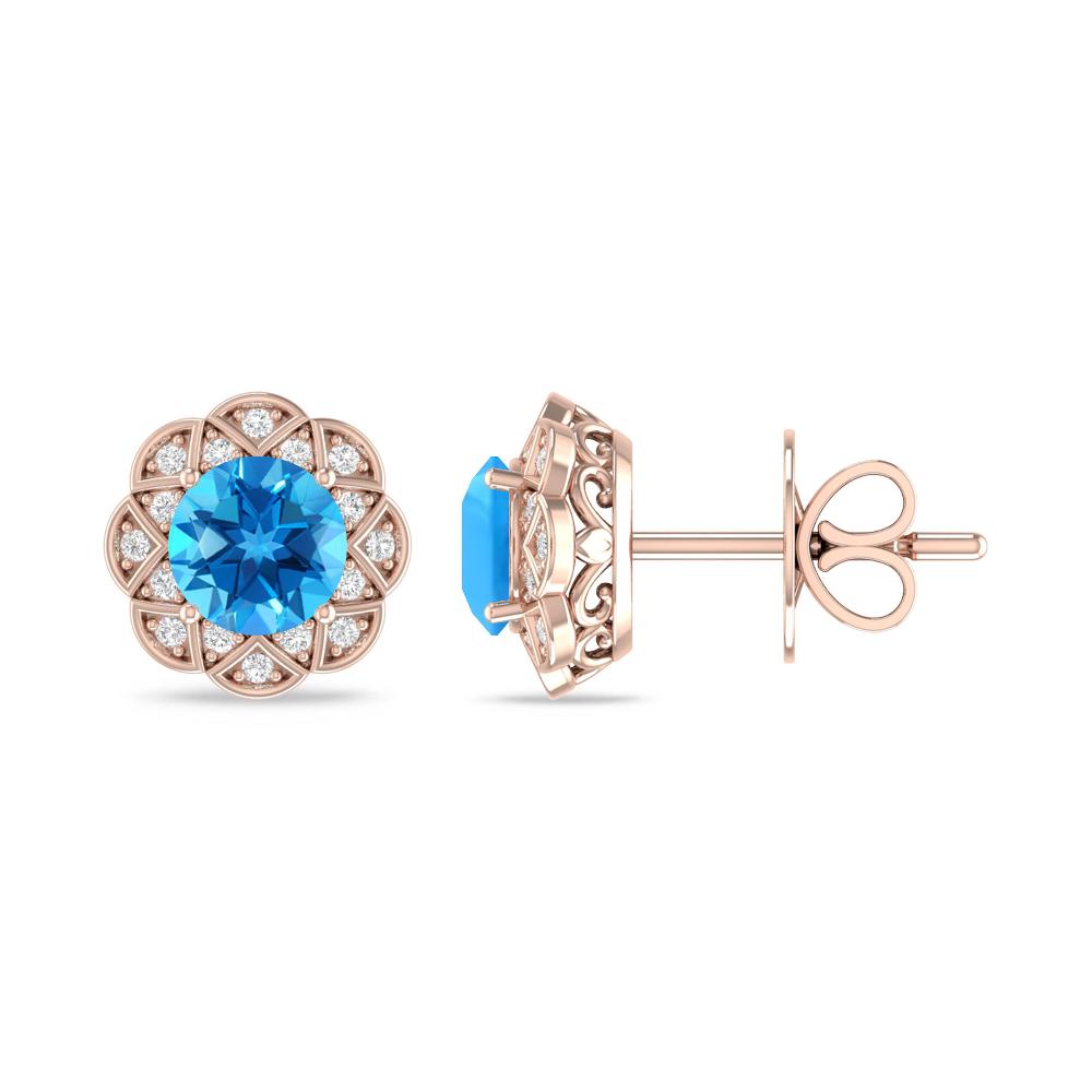 Rose Gold - Blue Topaz
